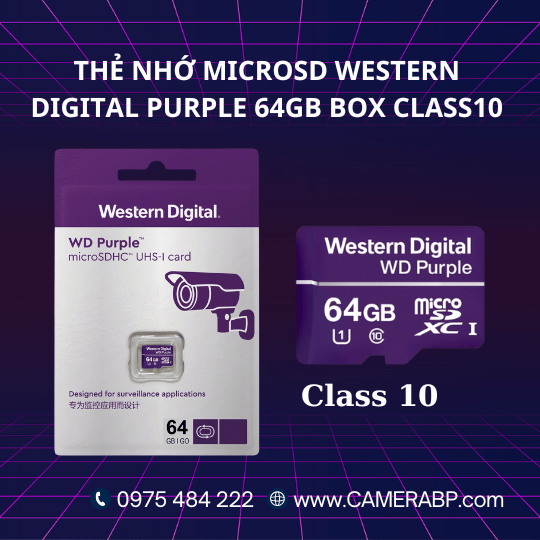 THẺ NHỚ MICROSD WESTERN DIGITAL PURPLE 64GB BOX CLASS10 2