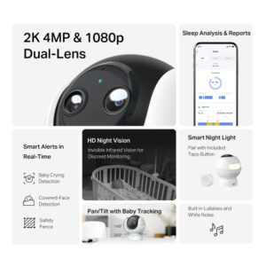 Đèn hồng ngoại ẩn 940nm giúp mẹ quan sát bé rõ nét trong đêm mà không làm bé chói mắt hay khó ngủ.